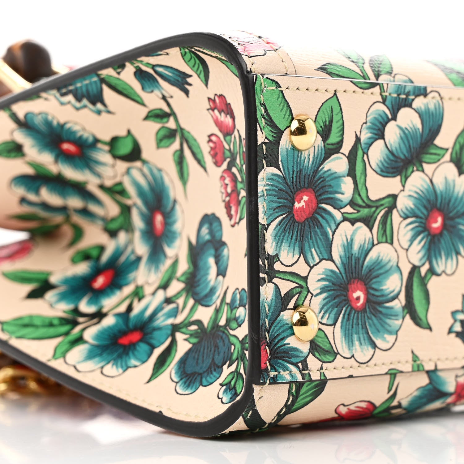 Gucci New Shangai Calfskin Floral Print Mini Diana Tote Bag Multicolor 9 of 10