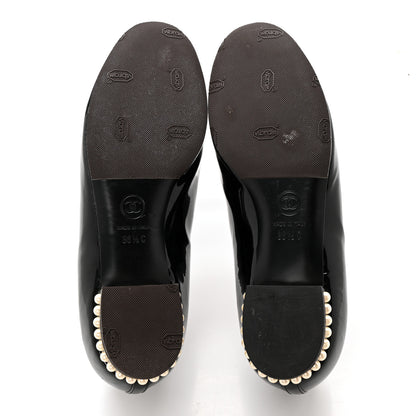 Chanel Patent Calfskin Pearl CC Loafers 36.5 Black 5 of 11