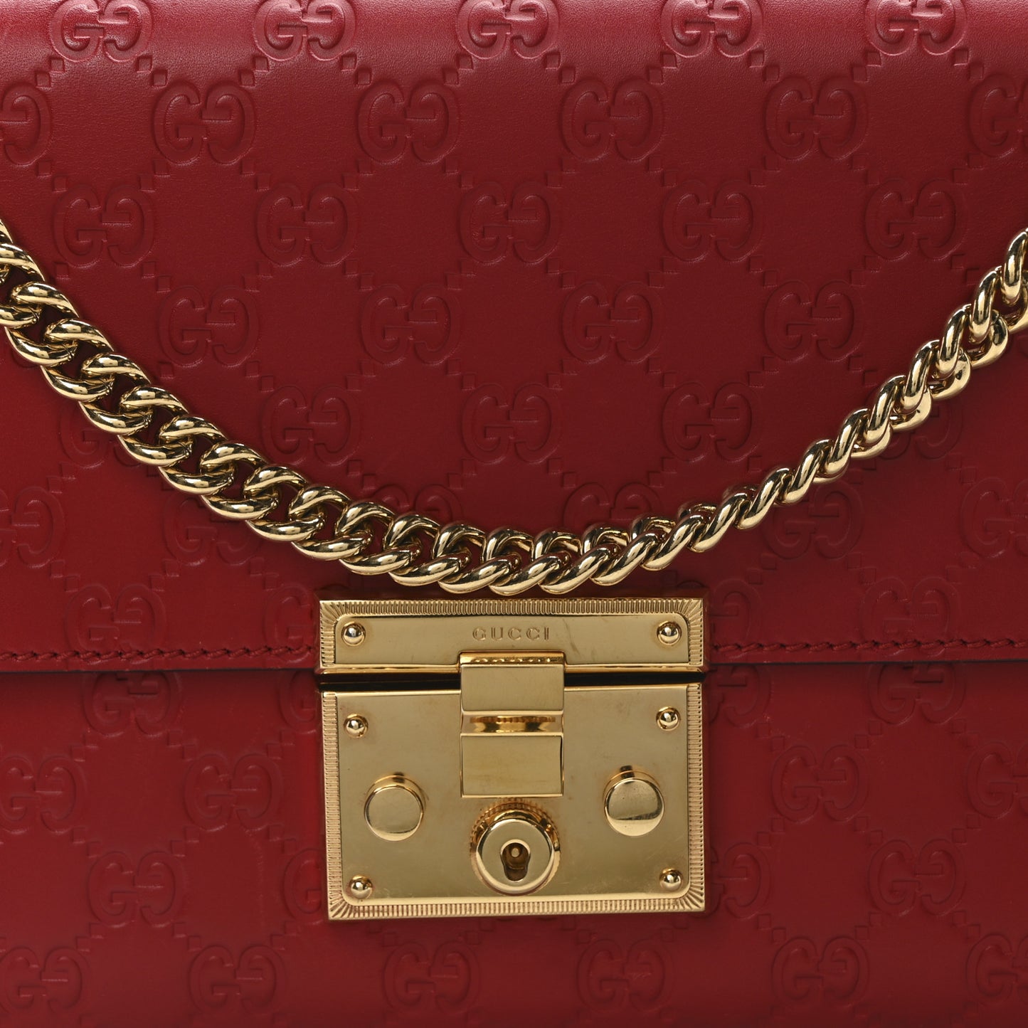 Guccissima Medium Padlock Shoulder Bag Hibiscus Red