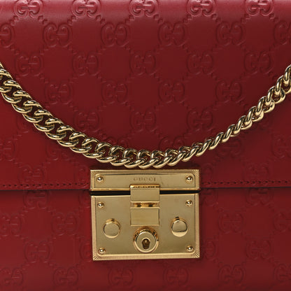 Gucci Guccissima Medium Padlock Shoulder Bag Hibiscus Red 8 of 10