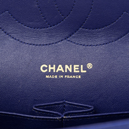 Chanel Lambskin Chevron Quilted Jumbo Double Flap Blue 6 of 15