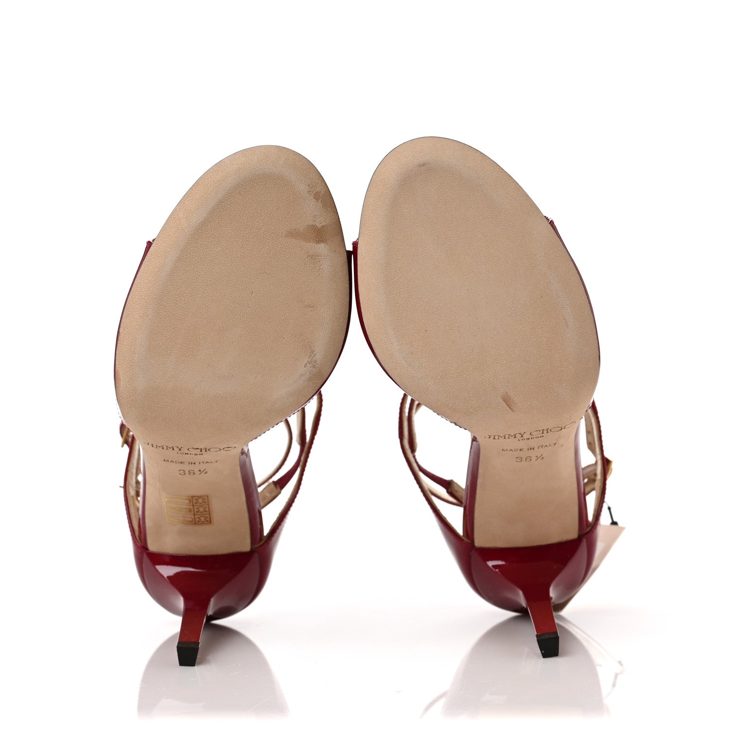 Jimmy Choo Patent Calfskin Lance Sandals 36.5 Raspberry 5 of 9