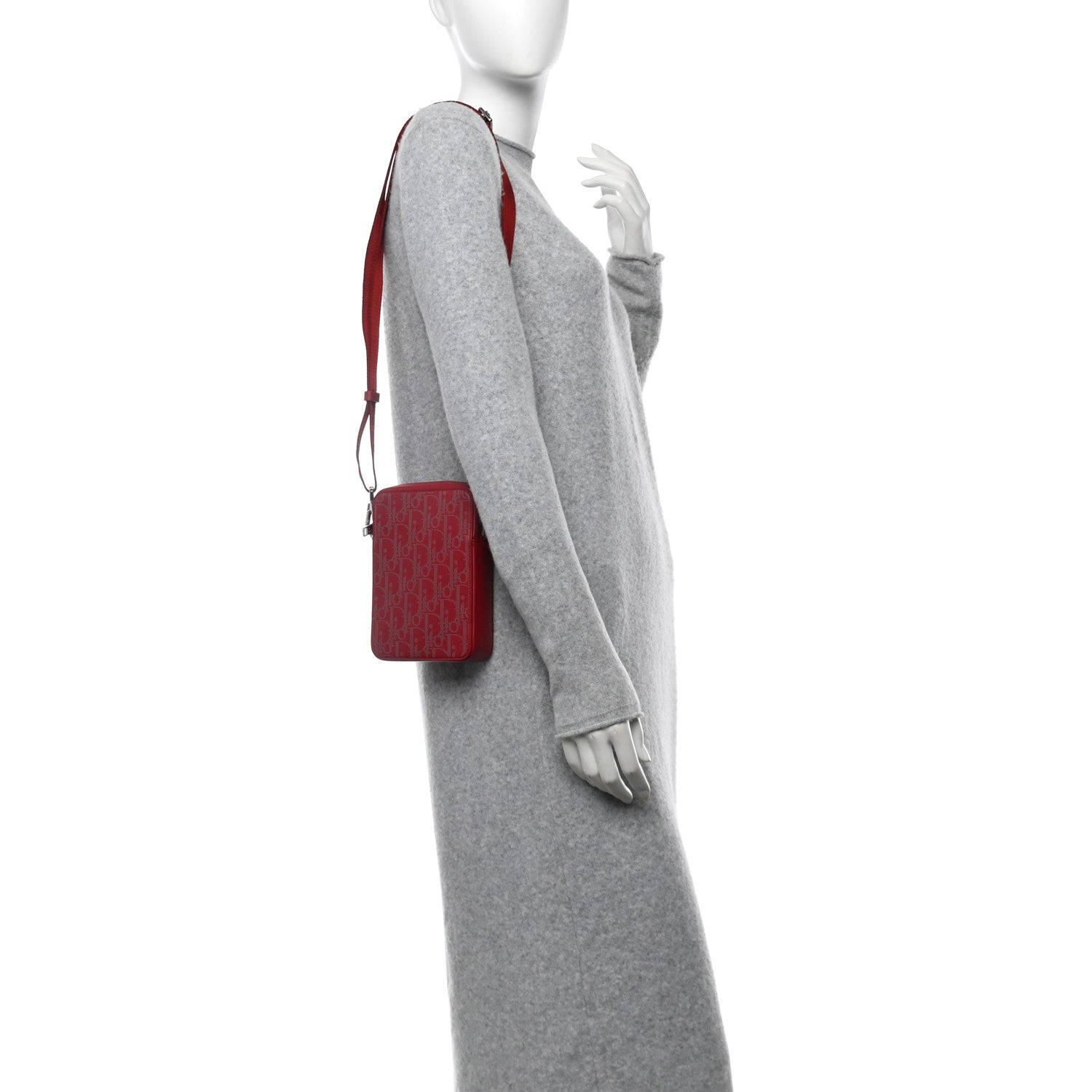 Christian Dior Calfskin Oblique Galaxy Perforated World Tour Messenger Pouch Red White 2 of 10