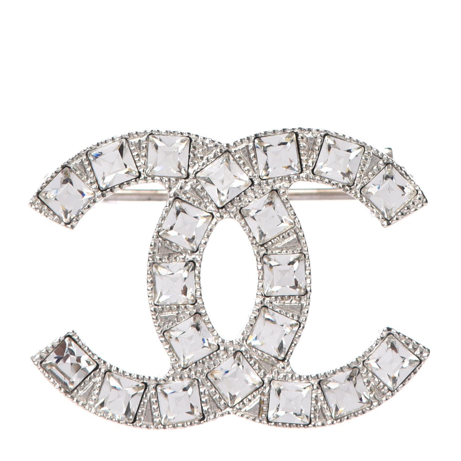 Chanel Crystal CC Brooch Silver 1 of 5