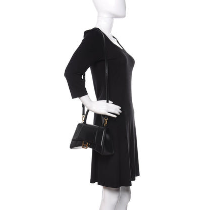 Balenciaga Shiny Box Calfskin Small Hourglass Top Handle Bag Black 2 of 9