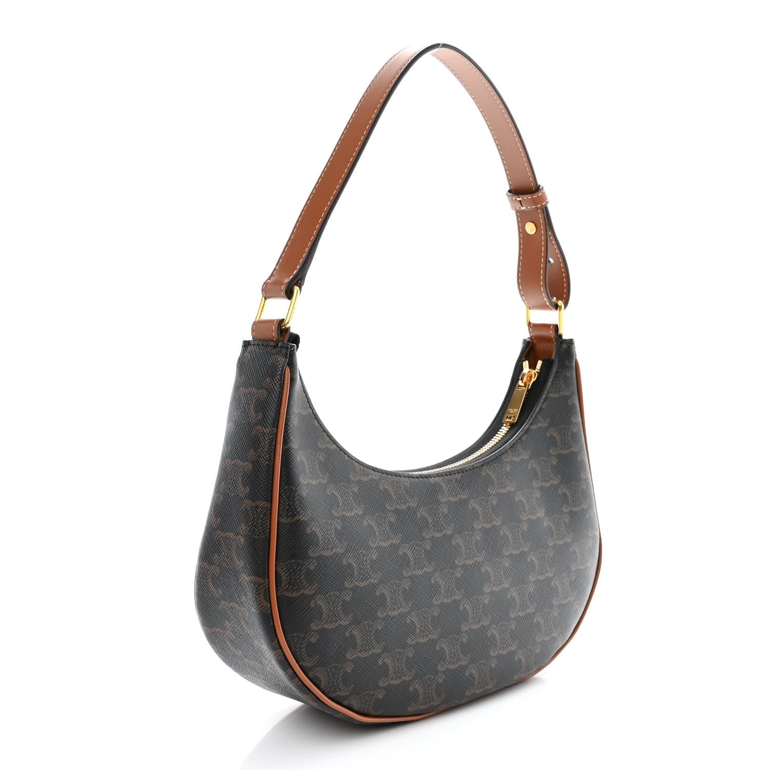 Celine Triomphe Canvas Calfskin Ava Shoulder Bag Tan 3 of 10