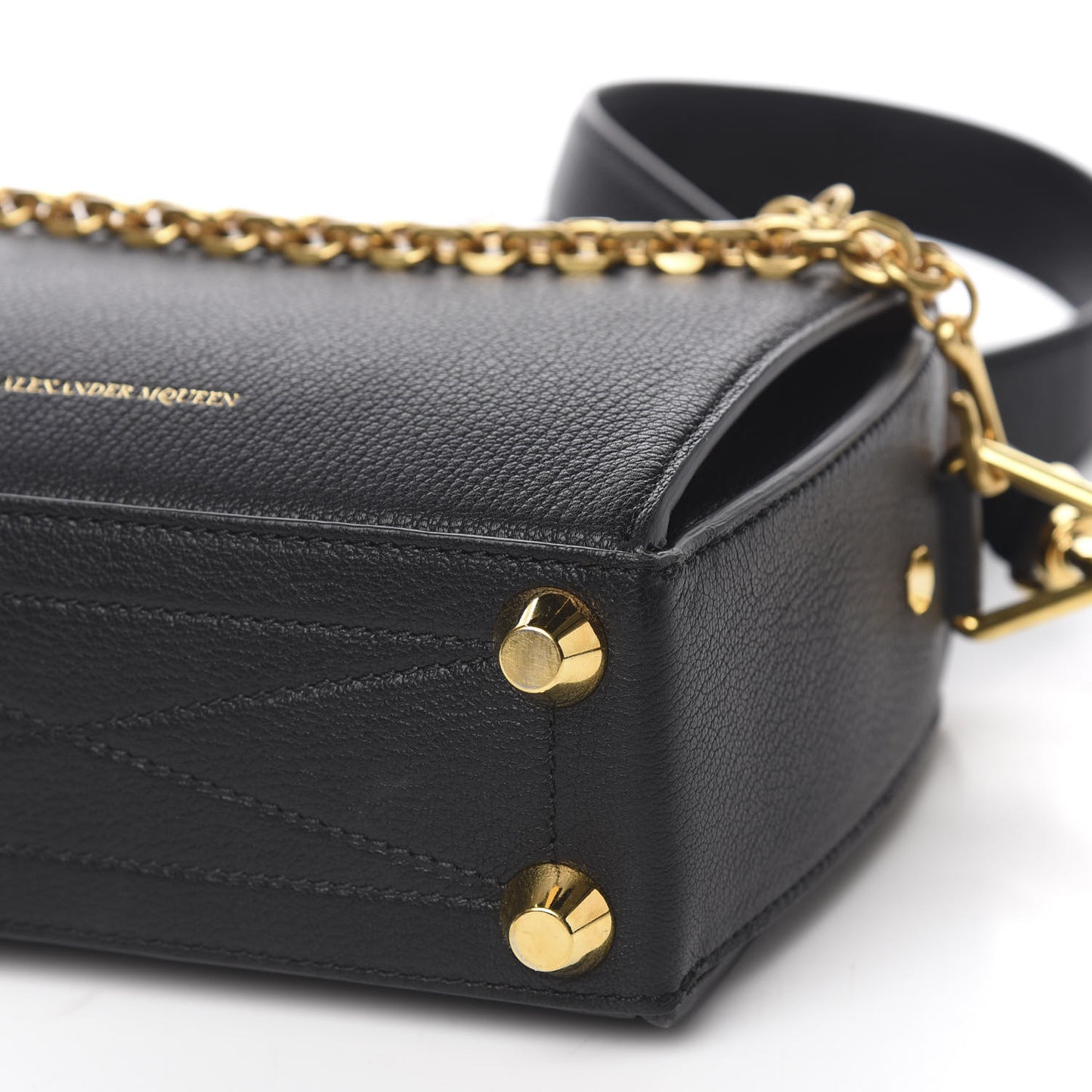 Silky Amish Grain Calfskin Box Shoulder Bag 19 Black