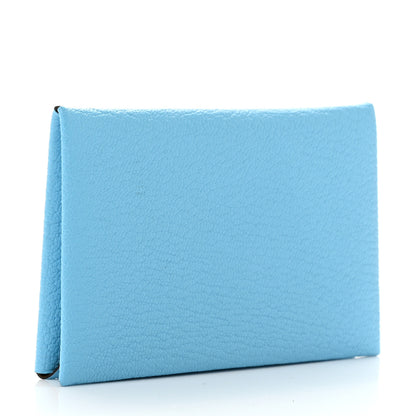 Hermes Chevre Mysore Verso Calvi Card Case Celeste Kraft 3 of 7