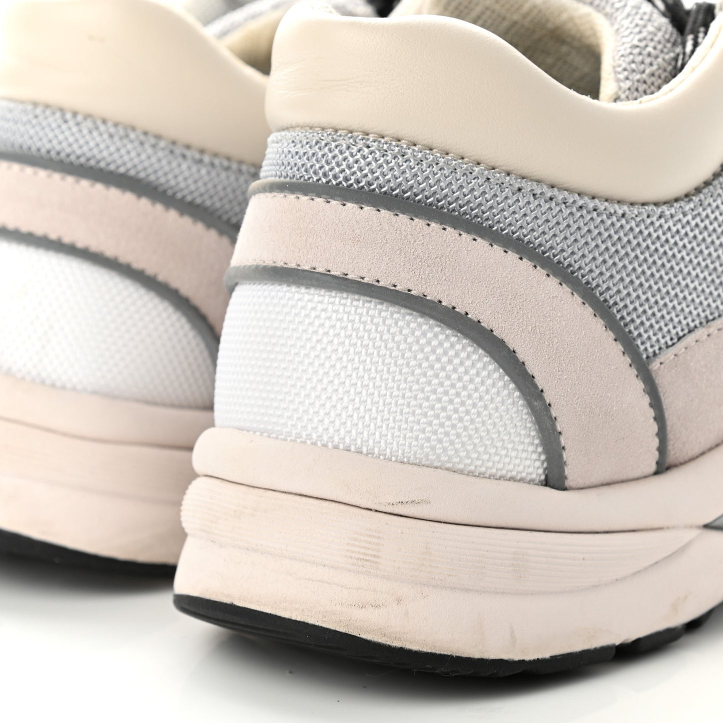 Nylon Calfskin Suede Womens CC Sneakers 37 Grey White Pink