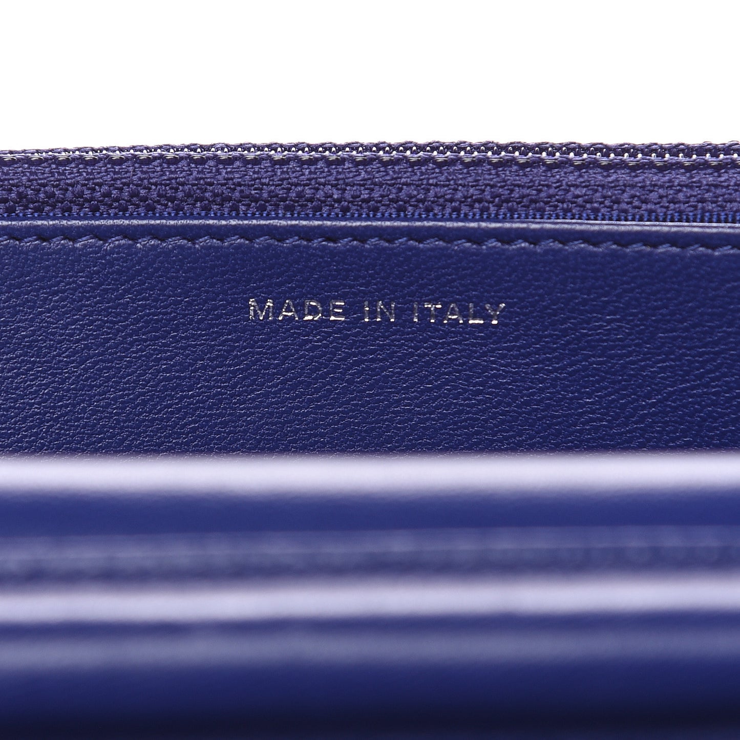 Lambskin Quilted Wallet On Chain WOC Blue