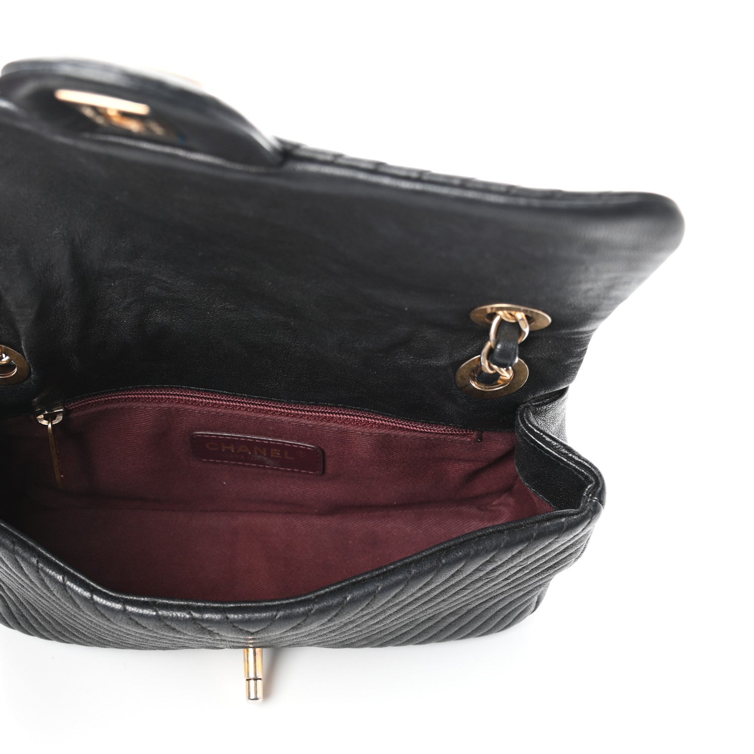 Chanel Calfskin Surpique Chevron Small Flap Black 5 of 9