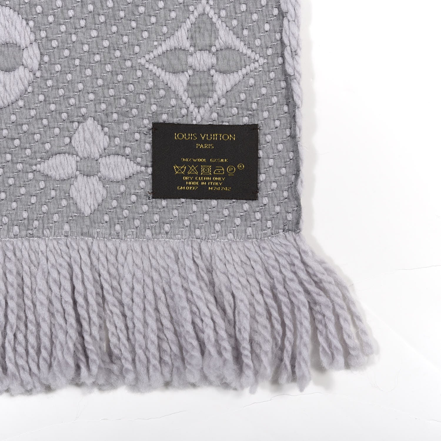 Louis Vuitton Wool Silk Logomania Scarf Pearl Grey 3 of 3