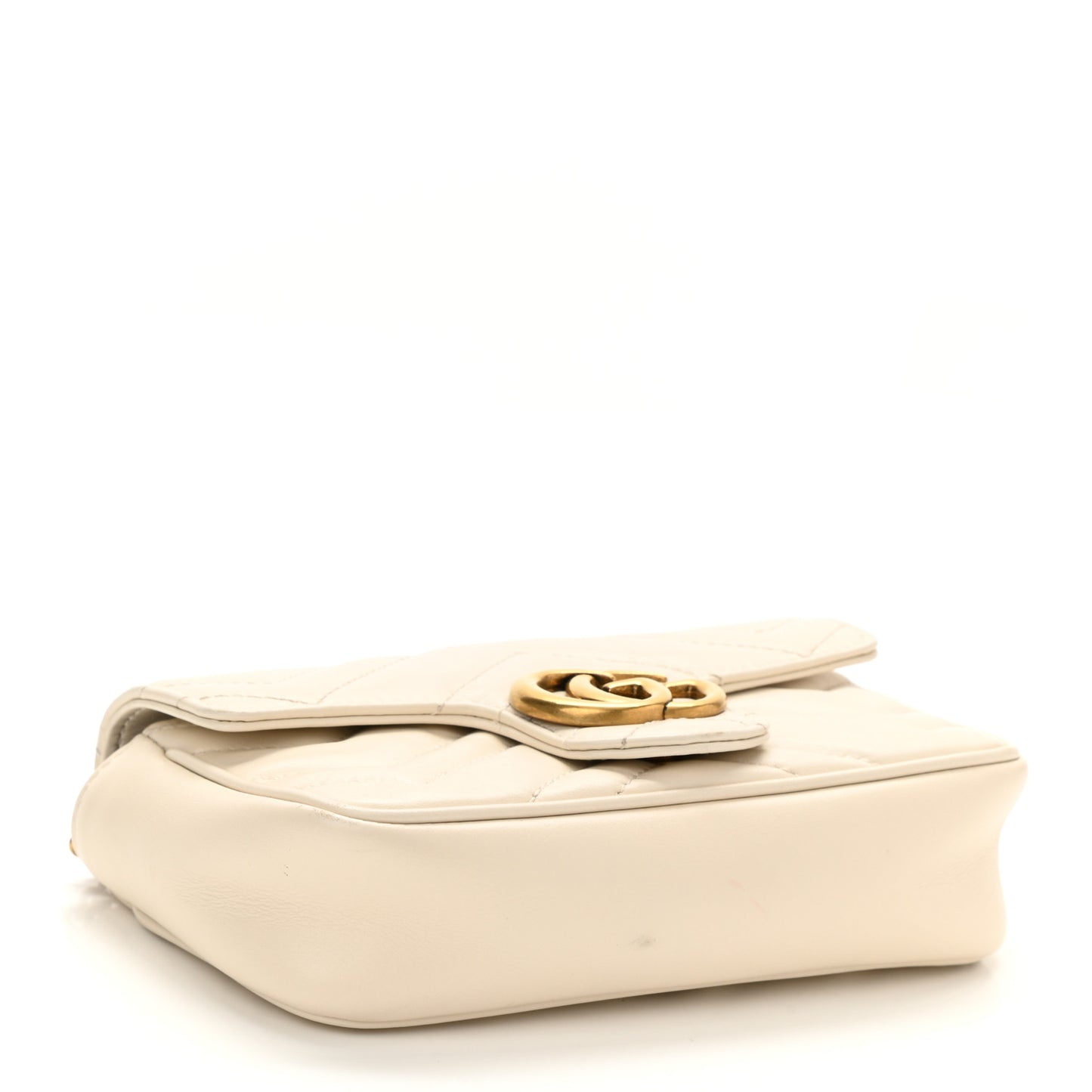 Calfskin Matelasse Super Mini GG Marmont Shoulder Bag White