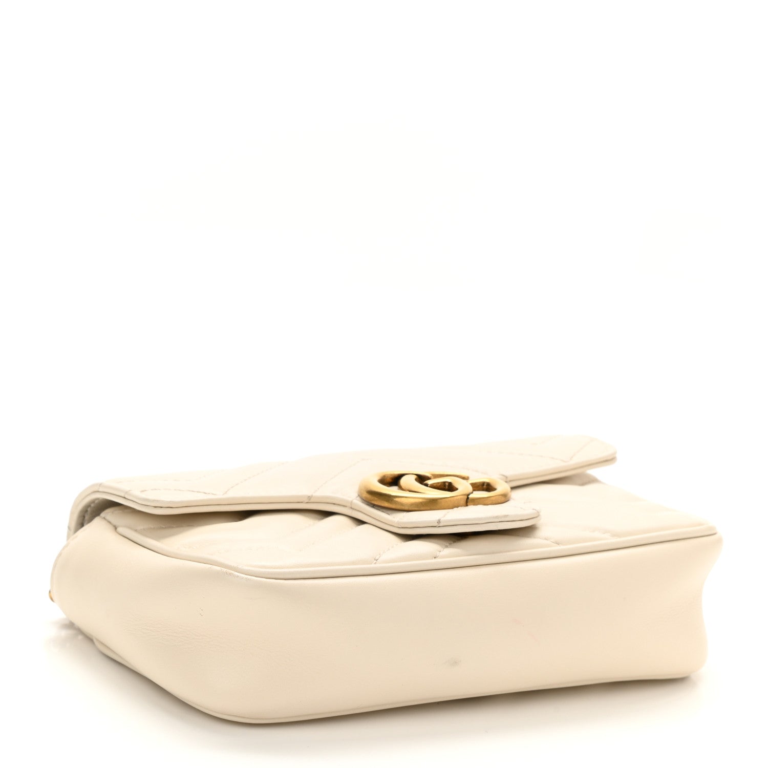 Gucci Calfskin Matelasse Super Mini GG Marmont Shoulder Bag White 4 of 10