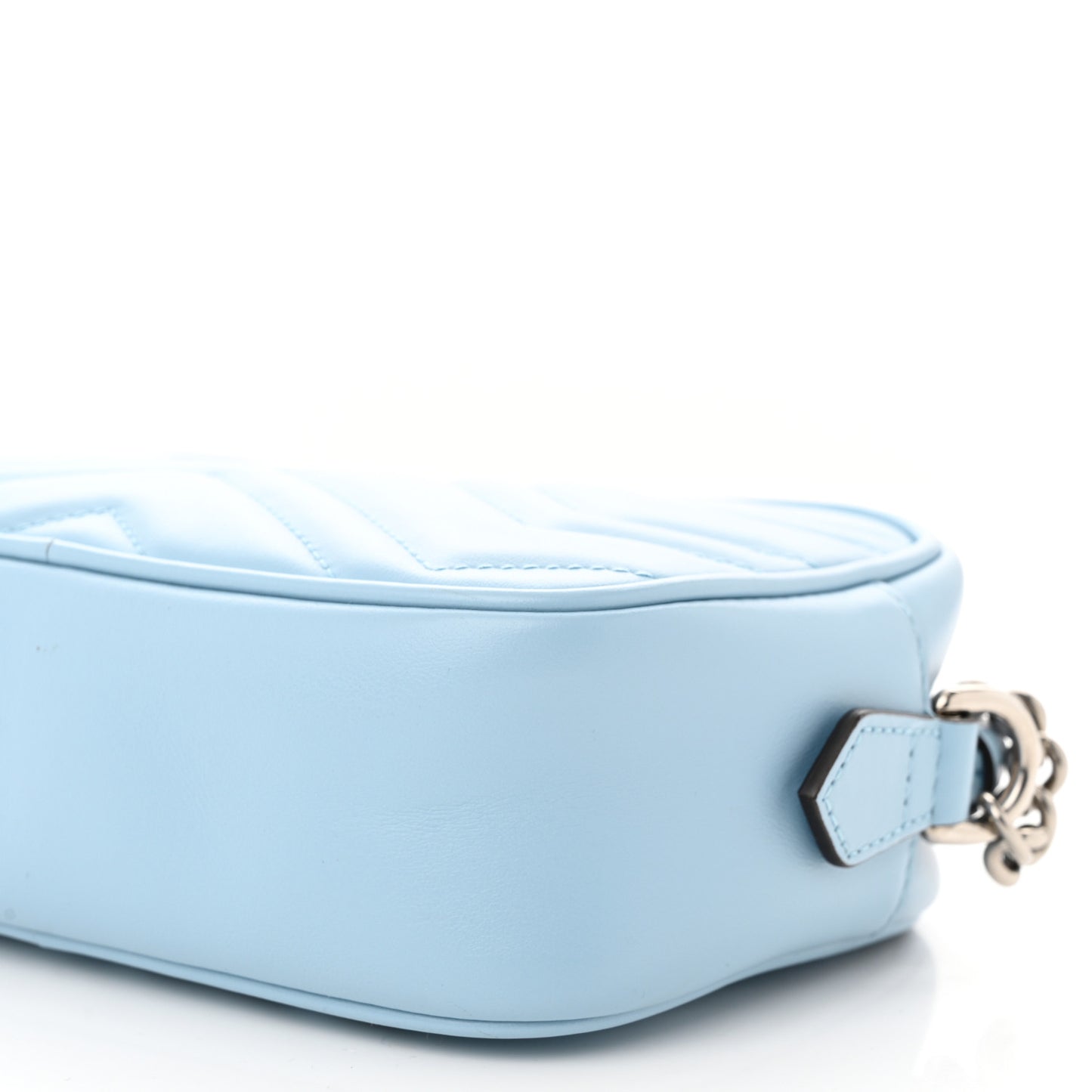 Calfskin Matelasse Mini GG Marmont Chain Shoulder Bag Porcelain Light Blue