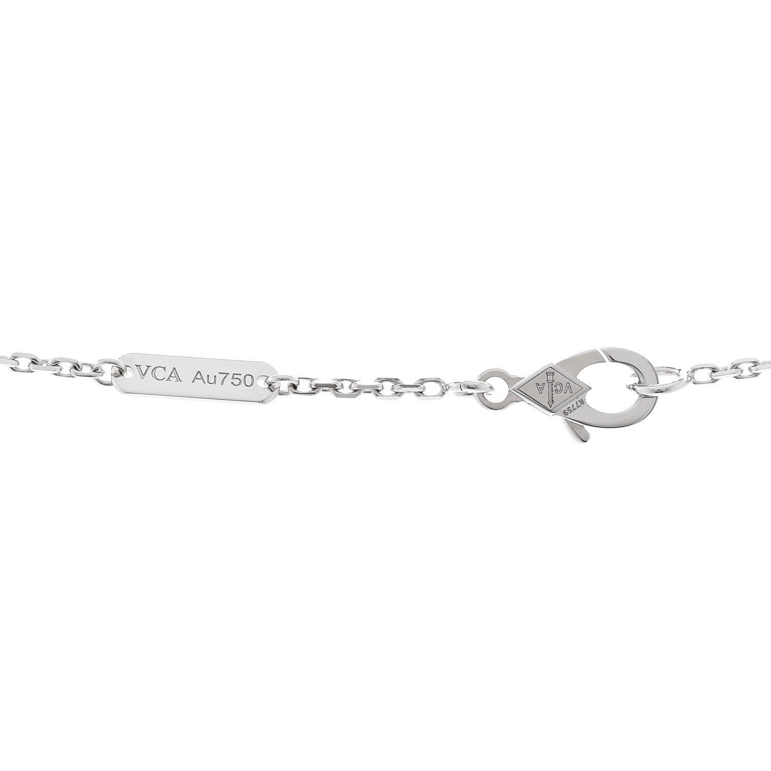 Van Cleef & Arpels 18K White Rose Gold Diamond Guilloche Vintage Alhambra Pendant Necklace 4 of 5