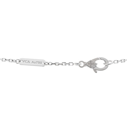 Van Cleef & Arpels 18K White Rose Gold Diamond Guilloche Vintage Alhambra Pendant Necklace 4 of 5