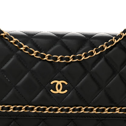 Chanel Lambskin Quilted Chain Around Wallet On Chain WOC Black 9 of 14