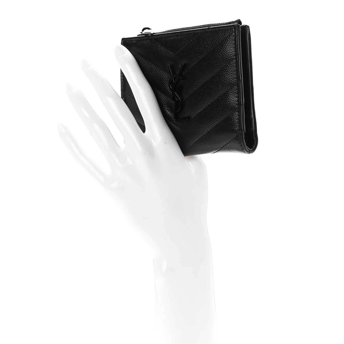 Grain De Poudre Matelasse Chevron Monogram Zipped Card Case Black