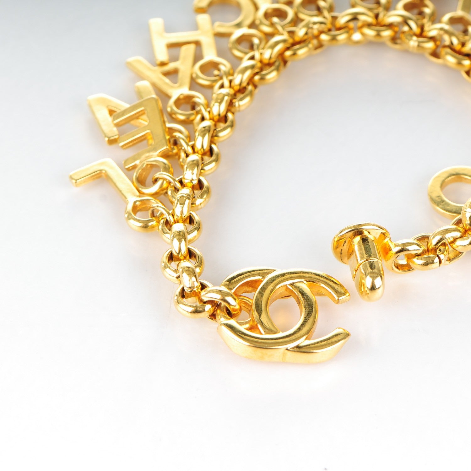 Chanel CC Logo Charms Bracelet Gold 4 of 5