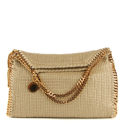Stella McCartney Metallic Woven Boucle Fold Over Falabella Tote Gold 1 of 9
