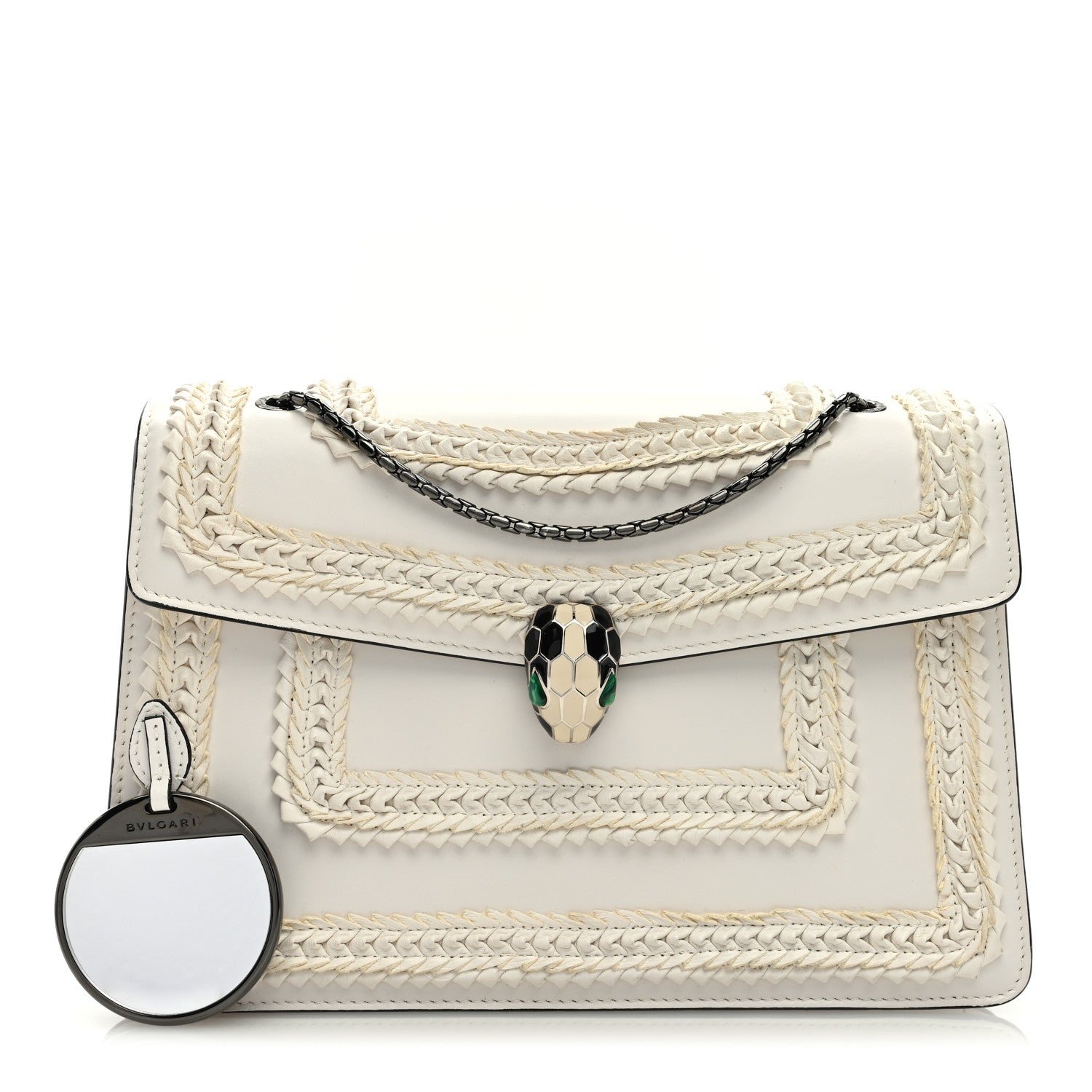 Bulgari Calfskin Plisse Serpenti Forever Shoulder Bag White 1 of 12
