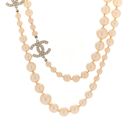 Chanel Graduated Pearl CC Long Necklace Silver 1 of 5