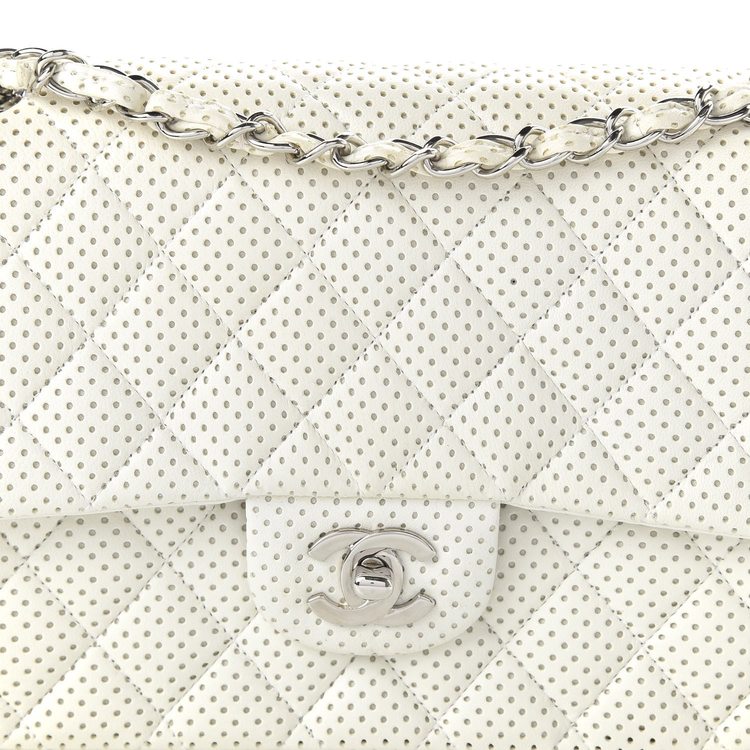 Chanel Lambskin Perforated Medium Double Flap White 9 of 10