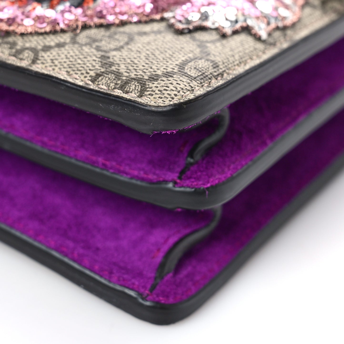 GG Supreme Monogram Embroidered Small Dionysus Shoulder Bag Purple