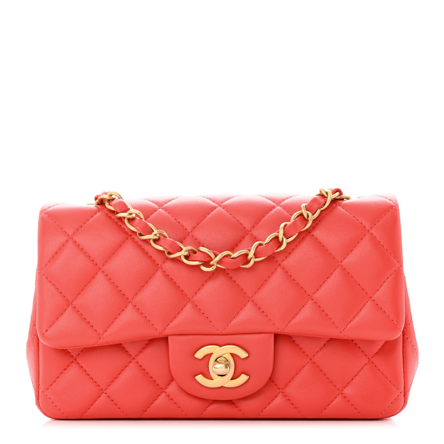 Chanel Lambskin Quilted Mini Rectangular Flap Red 1 of 11