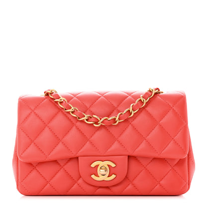 Chanel Lambskin Quilted Mini Rectangular Flap Red 1 of 11