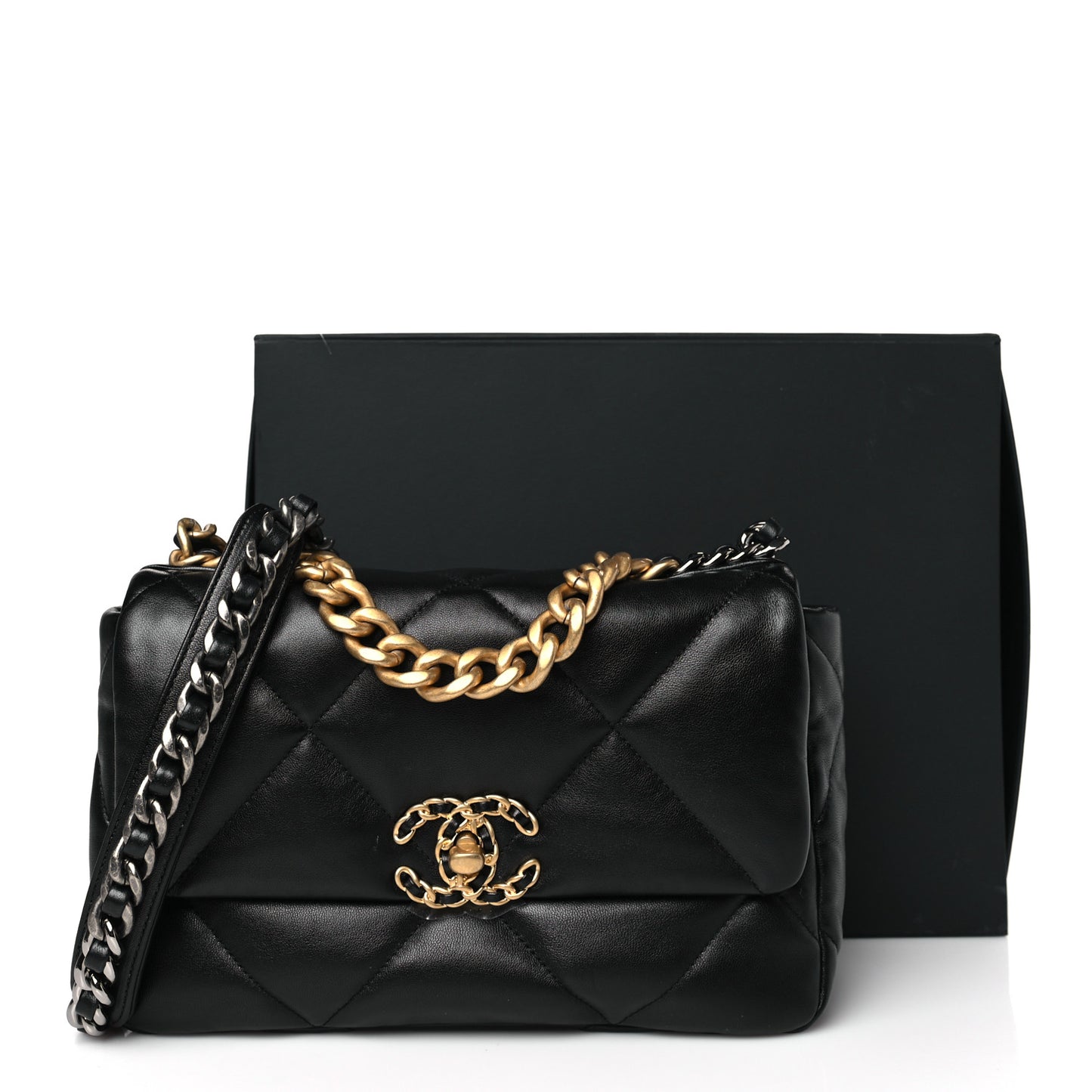 Goatskin Quilted Medium Chanel 19 Flap Black