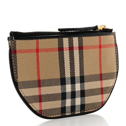 Burberry Cotton Calfskin Vintage Check Olympia Coin Purse Archive Beige 3 of 7
