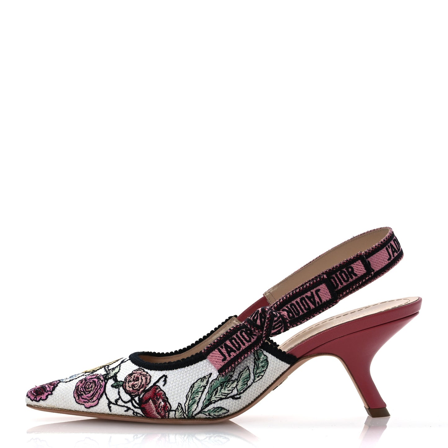 Canvas Florilegio Embroidered Ribbon J'Adior Slingback Pumps 38 White Multicolor