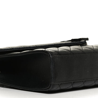 Saint Laurent Grain De Poudre Textured Mixed Matelasse Triquilt Medium Monogram Satchel Black 9 of 13