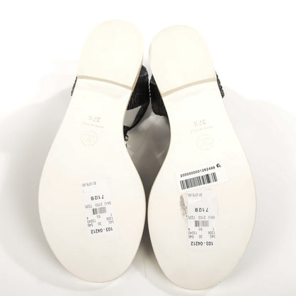 Chanel Calfskin CC Chain Thong Sandals 37.5 Black 5 of 7