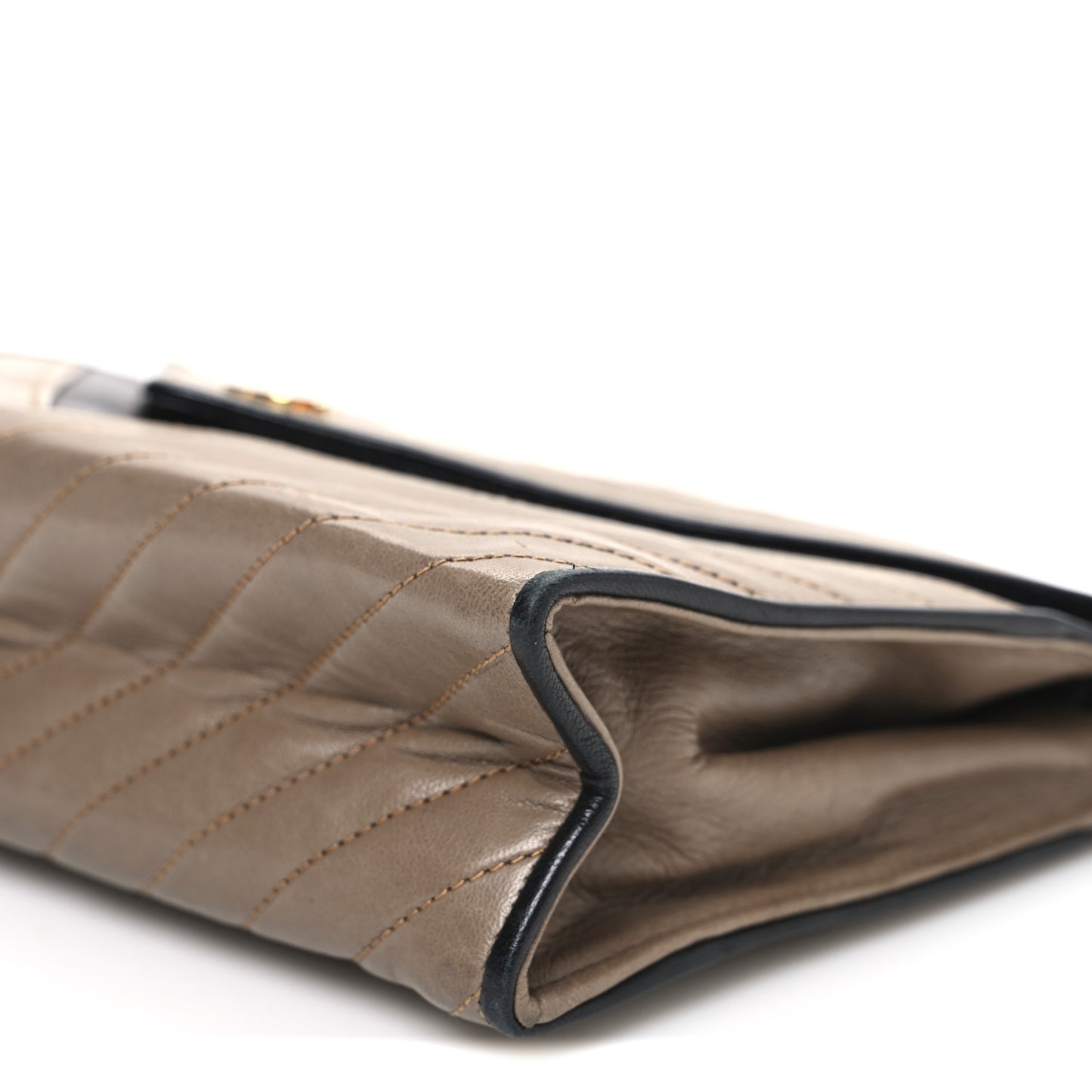 Lambskin Chevron Envelope Flap Beige Black