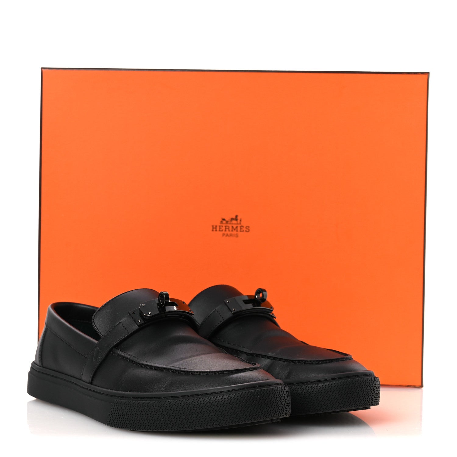 Hermes Calfskin Mens Game Slip On Sneakers 40 Black 14 of 14