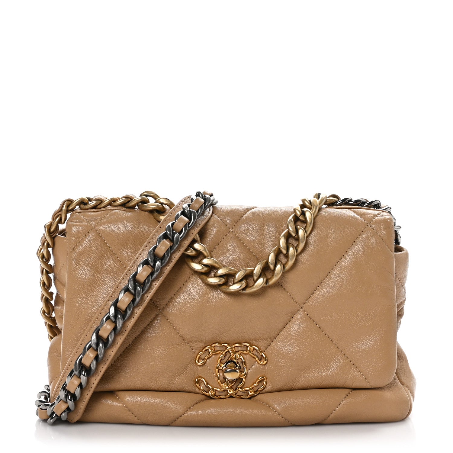 Chanel Lambskin Quilted Medium Chanel 19 Flap Dark Beige 1 of 11