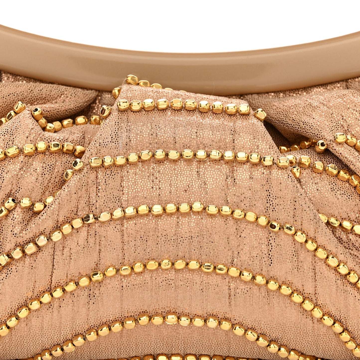 Metallic Fabric Beaded Clutch Gold