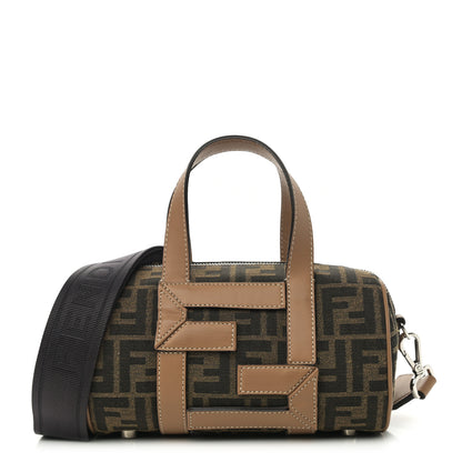 Fendi Recycled Fabric Jacquard Vitello Grace FF 1974 Mini O'Lock Bowling Bag Tobacco Moro Sand 1 of 10