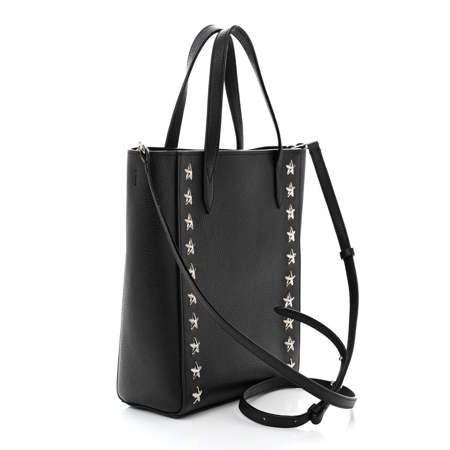 Soft Grainy Calfskin Star Studded Mini Pegasi Tote Black