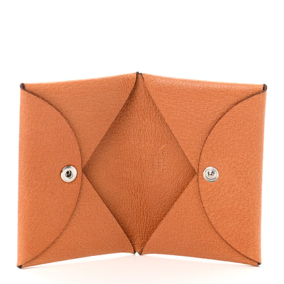 Hermes Peau Porc Calvi Card Case Toffee 5 of 8