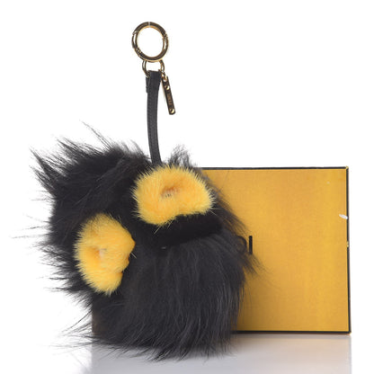 Fendi Fox Mink Rabbit Fur Vitello Flamingo Grimmy Monster Bag Bug Charm Black Giallo 4 of 4