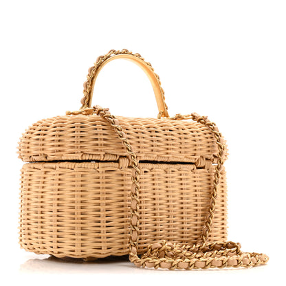 Chanel Braided Rattan Top Handle Vanity Case Beige Beige 3 of 14