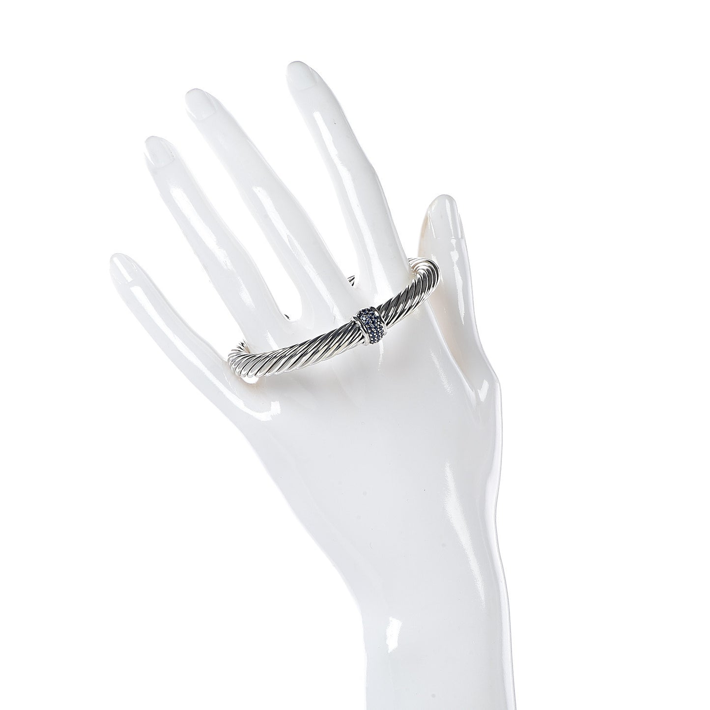 Sterling Silver Blue Sapphire 7mm Cable Classics Station Bracelet