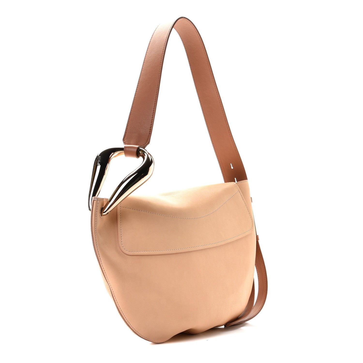 Chloe Shiny Small Grain Calfskin Bi-Color Kiss Hobo Sandy Beige 2 of 13