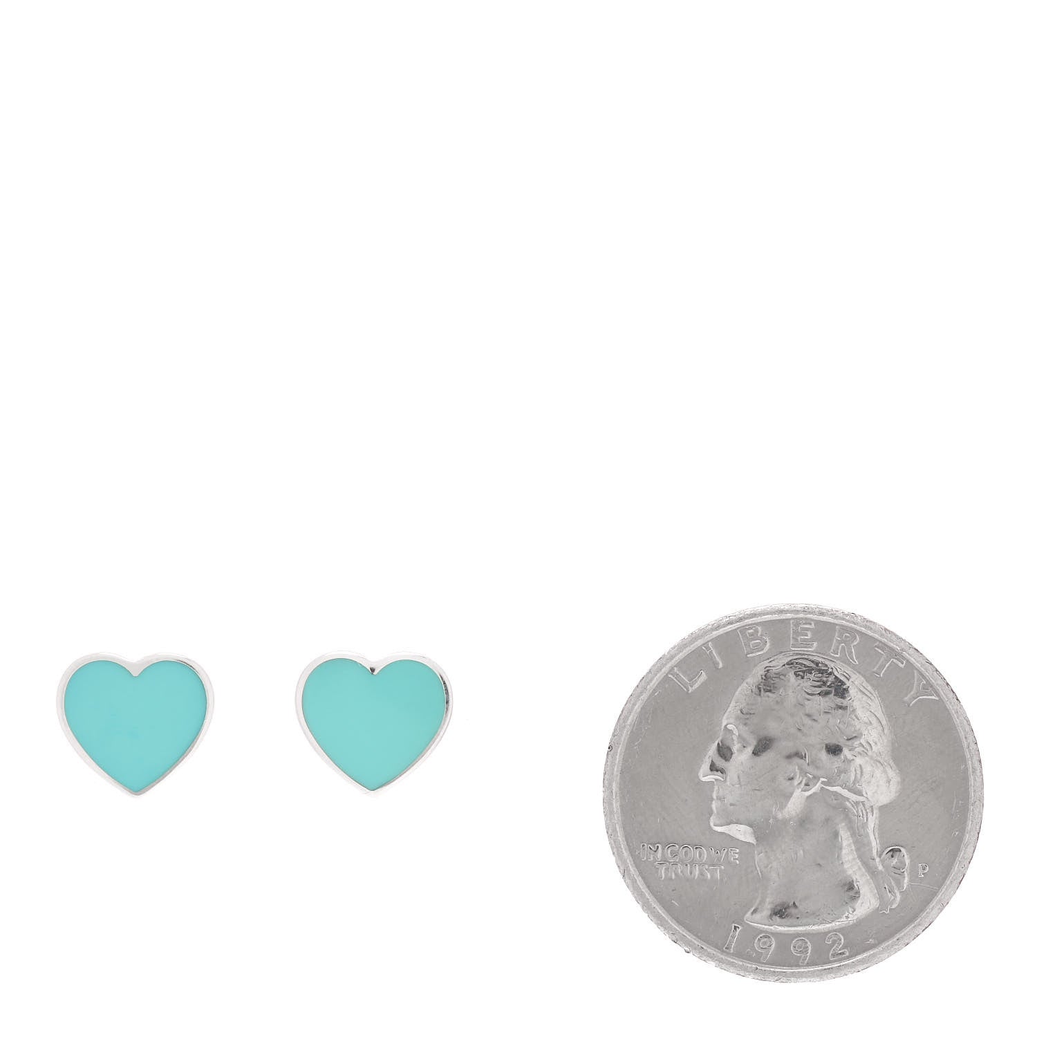 Tiffany Sterling Silver Enamel Heart Earrings Blue 2 of 4