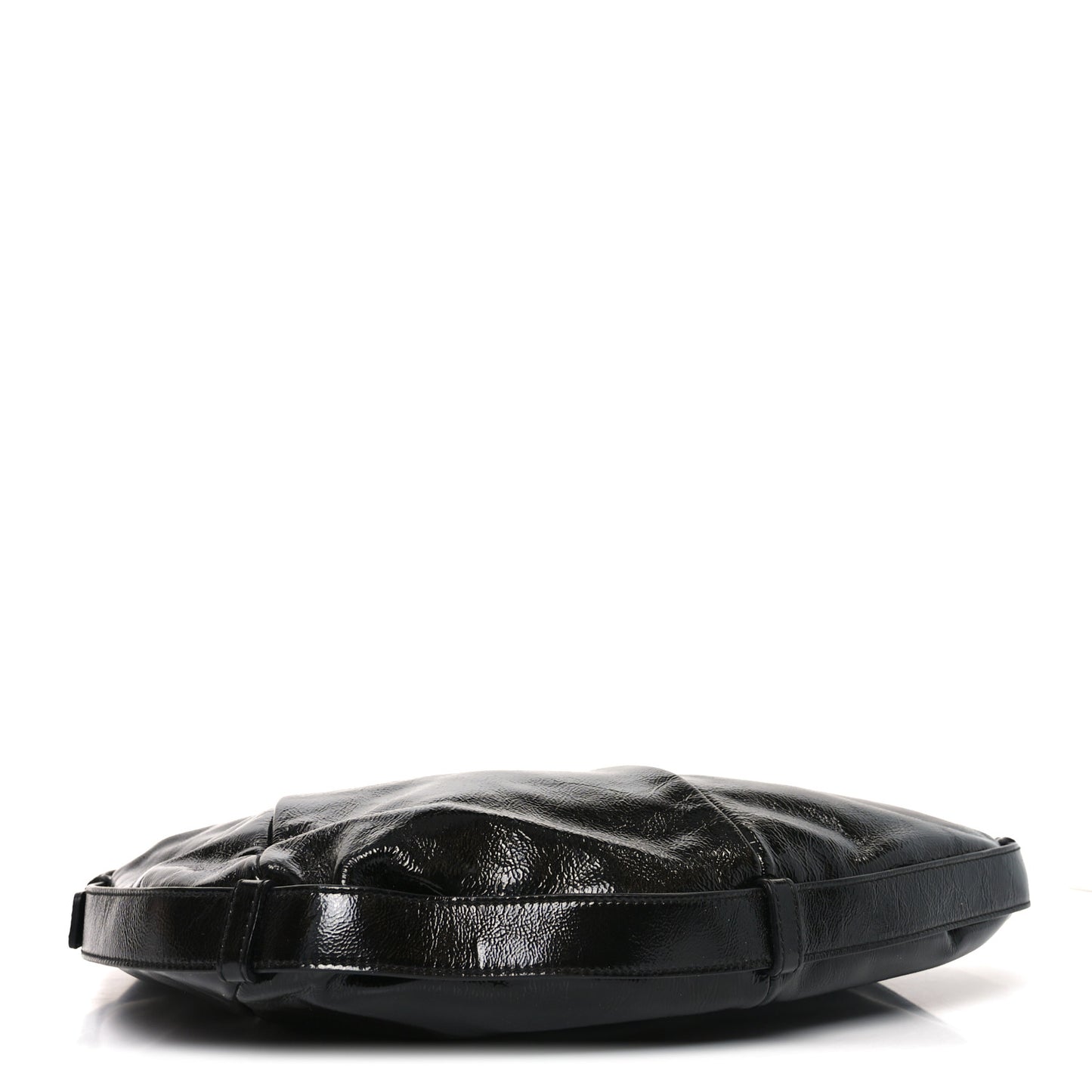 Shiny Crinkled Calfskin Buffalo Horn Mombasa Hobo Black