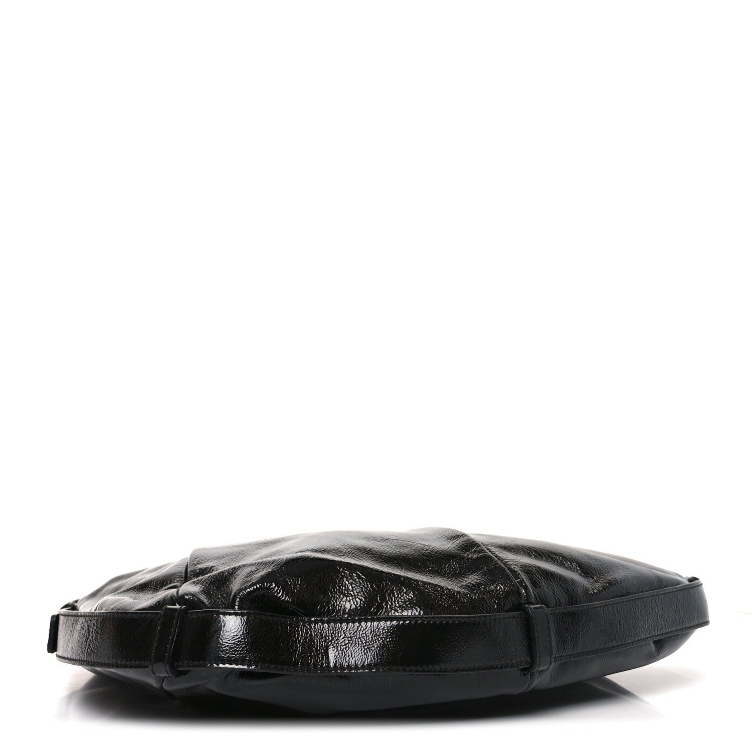 Saint Laurent Shiny Crinkled Calfskin Buffalo Horn Mombasa Hobo Black 4 of 10